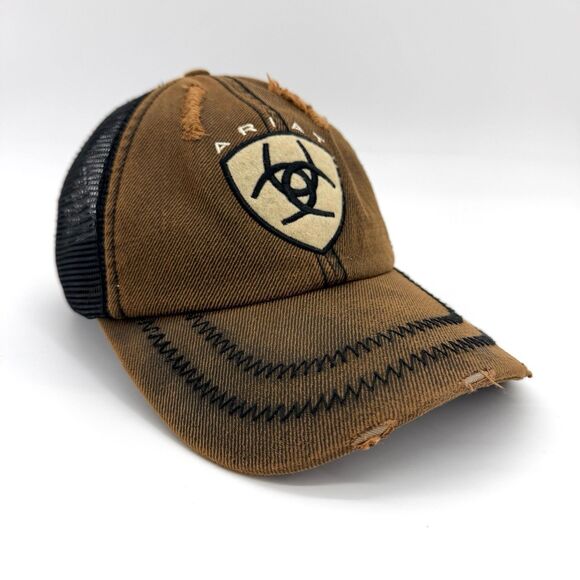 Ariat Other - Ariat Distressed Trucker Hat Brown Black Mesh Western Rodeo Workwear Cap
